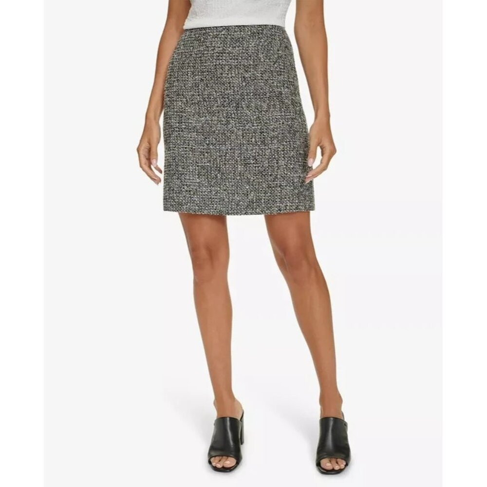 Calvin Klein Womens Tweed Mini Skirt Black Size 4  MSRP $89